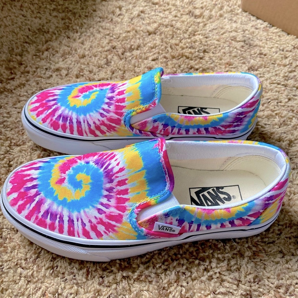 Vans slip on Rainbow blue pink yellow purple white